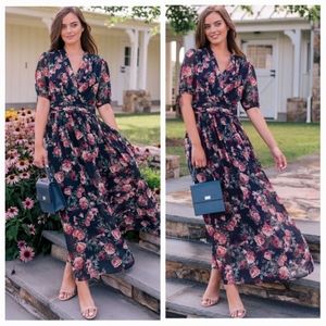 GAL MEETS GLAM ASHLYNN FLORAL MAXI DRESS, SIZE 4